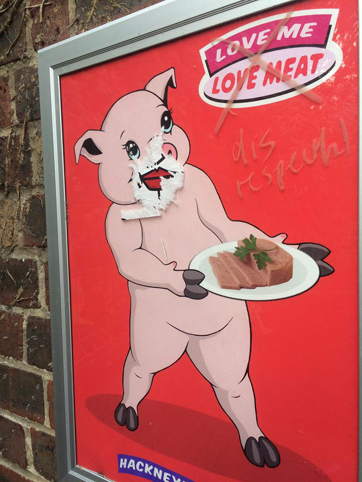 Michael Croft | Love Me, Love Meat advetising poster display | Building F, Stoke Newington Church Street