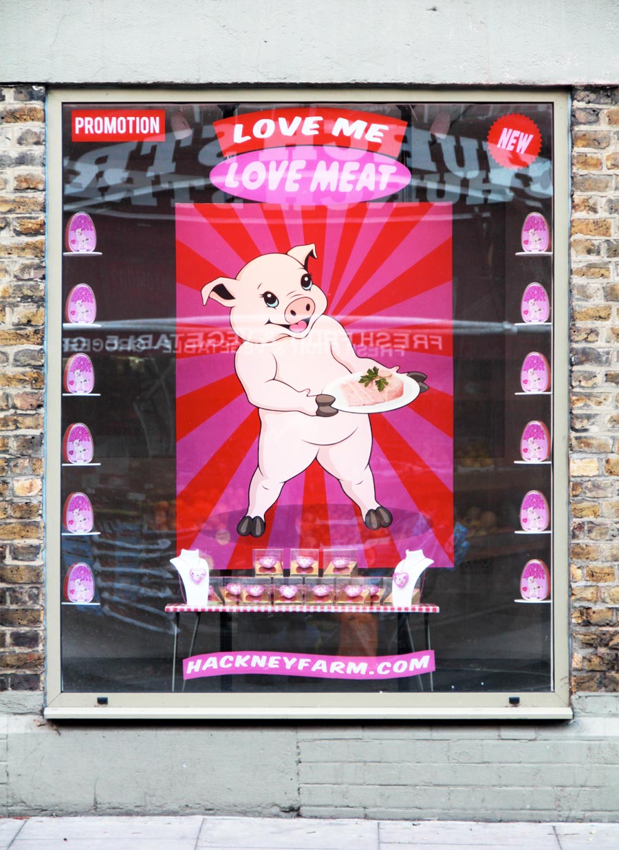 Michael Croft | Window Installation | Love me, Love meat | Hackney Farm | Art | Artist