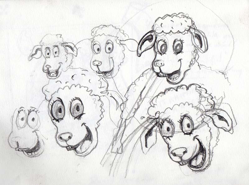 Lamb head pencil drawing. Michael Croft.