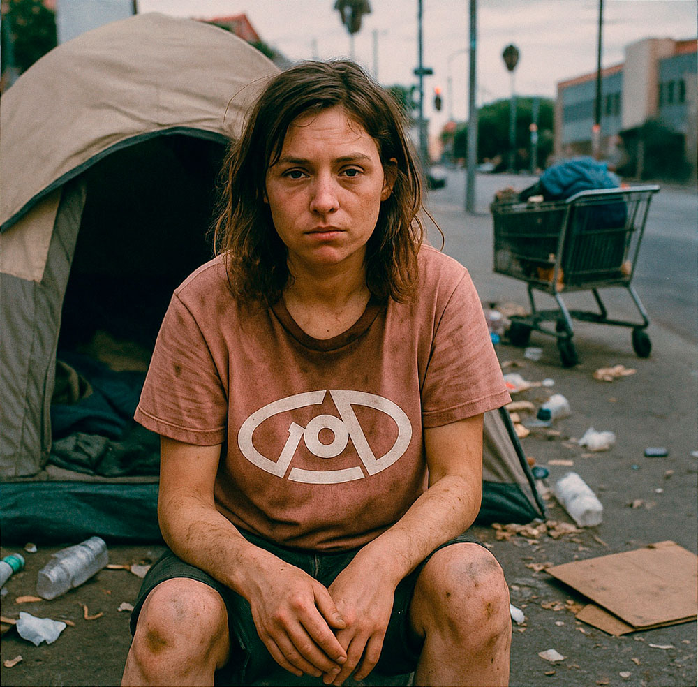 ISONERV | God Logo | homeless woman in LA | god logo t-shirt | Hoodie